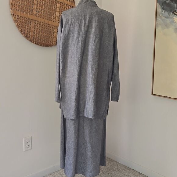 Elleen Fisher | Linen Gray Dress and Jacket Set - Picture 4 of 10